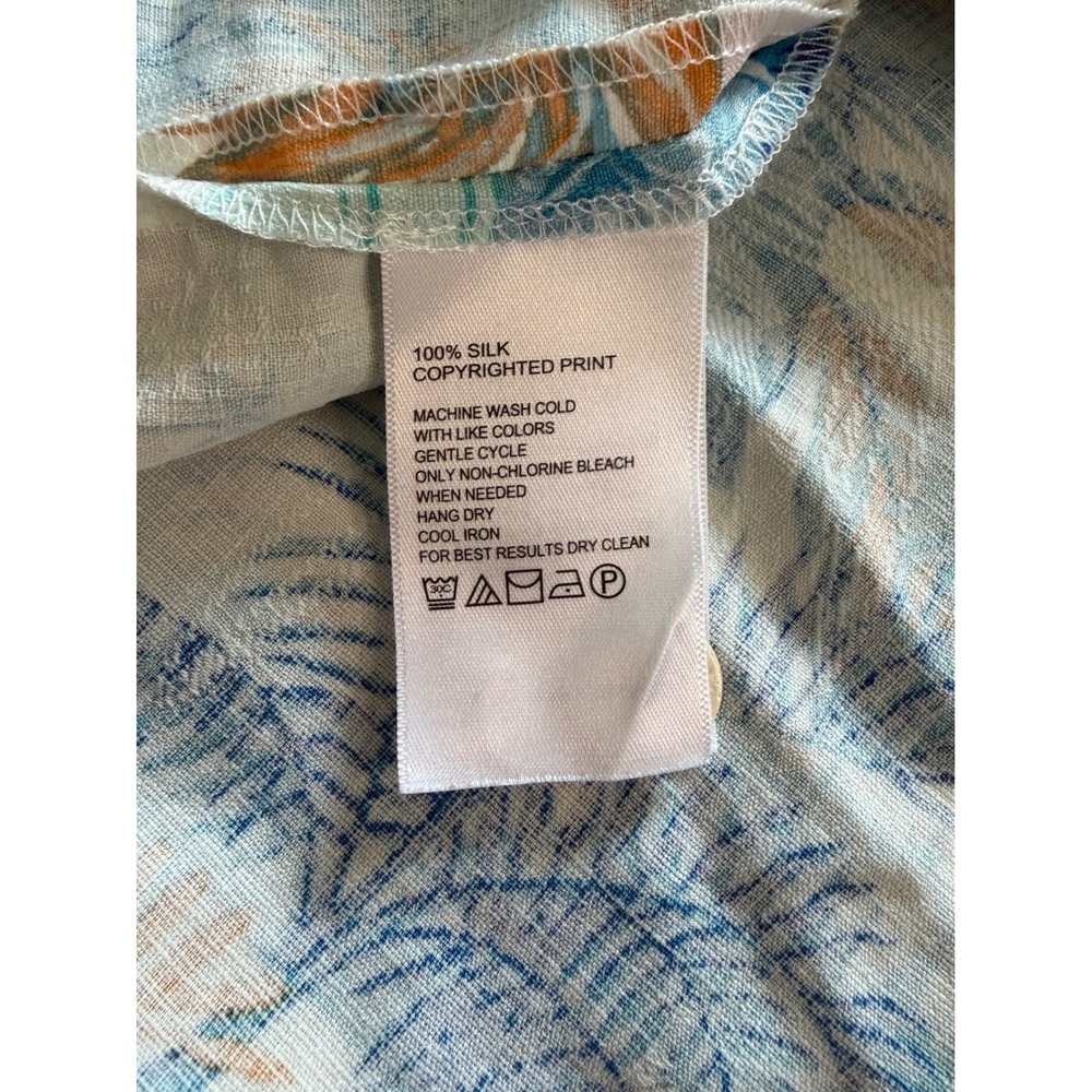 Tommy Bahama Button Down Shirt Mens XL Silk Blue Orange Tropical Palm Island - Picture 9 of 11